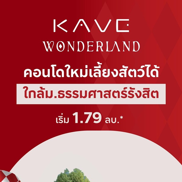 ขายคอนโดใหม่ Kave Wonderland ใกล้ ม.ธรรมศาสตร์ แต่งครบ พร้อมอยู่ เลี้ยงสัตว์ได้ โทร 0616161426
