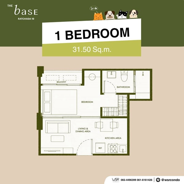 The Base Ratchada 19 คอนโด Pet-Friendly ทำเลรัชดาฯ ใกล้ MRT รัชดาภิเษก โทร 082-9946364