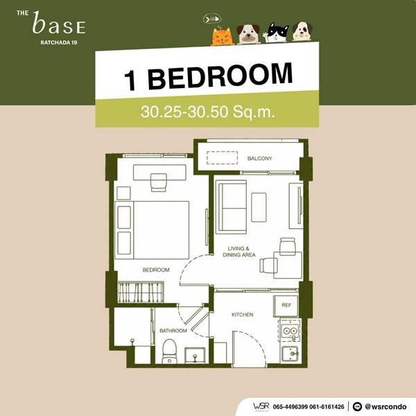 The Base Ratchada 19 คอนโด Pet-Friendly ทำเลรัชดาฯ ใกล้ MRT รัชดาภิเษก โทร 082-9946364
